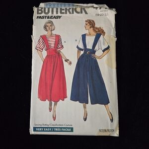 Vintage Butterick 4794 Fast & Easy Culotte Dress Sewing Pattern (Sz 18–22)